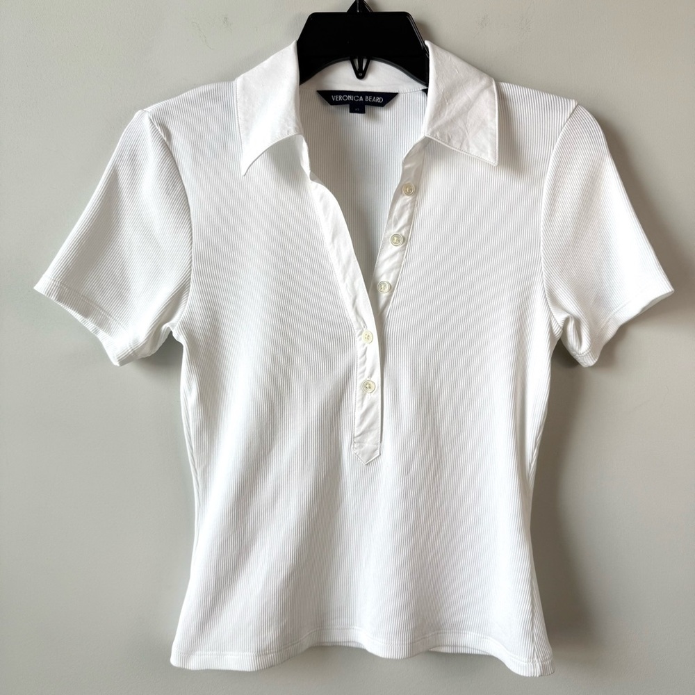 Veronica Beard Kearney Short Sleeve Polo‎ White XS - Picture 4 of 9
